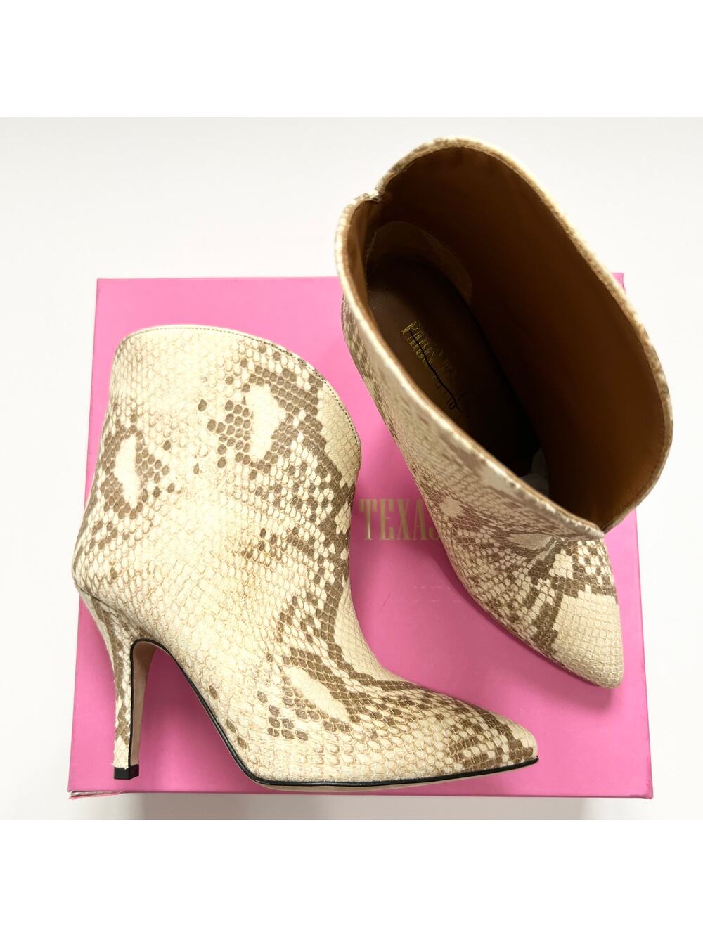PARIS TEXAS Animal Print Embossed Leather Ankle Boots EU 39.5 US 9.5 Neutral NWT